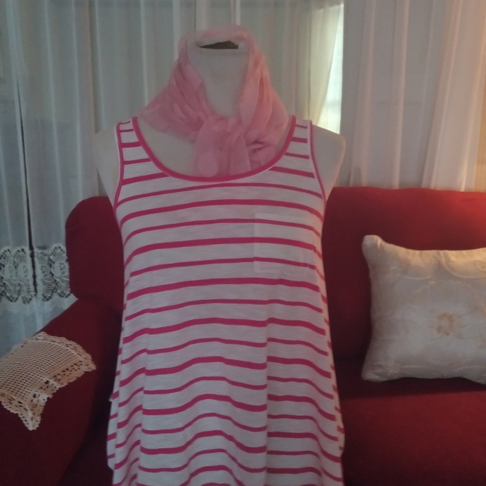 Poof! Vibrant Pink and White Striped Tank Top